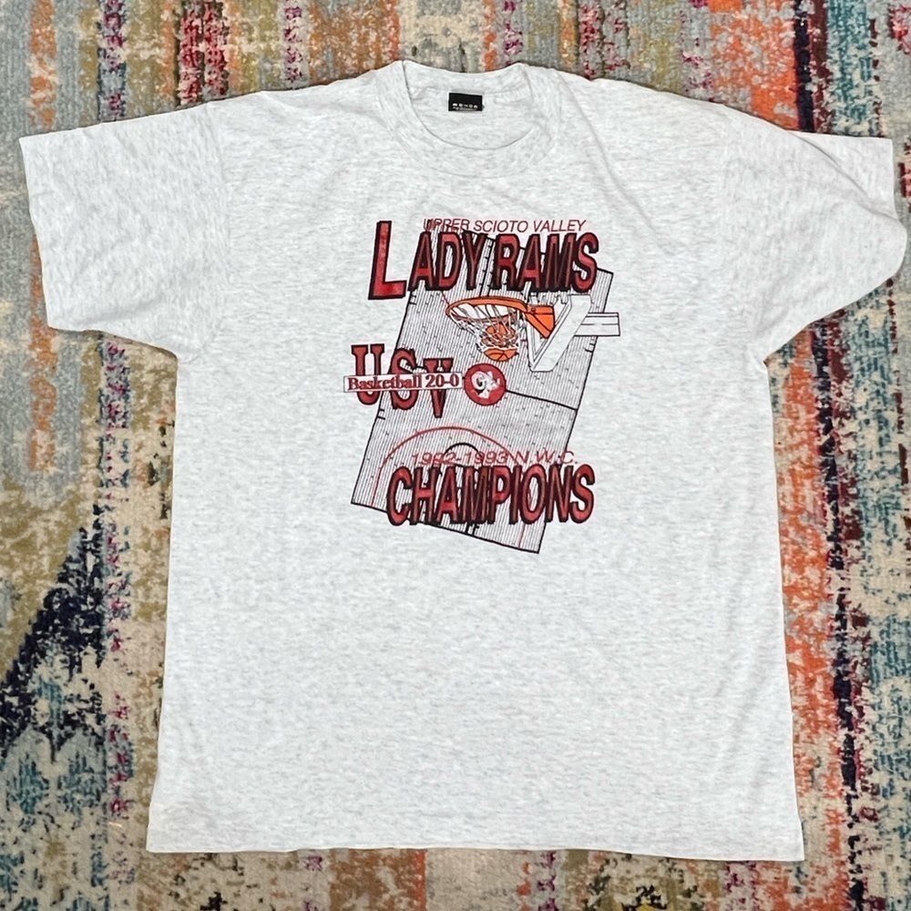 Vintage 90s Upper Scioto Valley Lady Rams Basketball 1990s Tee Tshirt